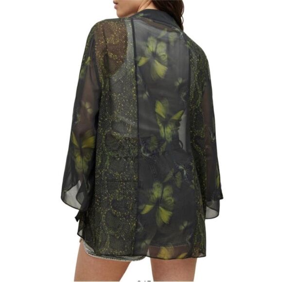 All Saints Womens Casi Ceres Kimono Green Butterfly Print NWT UK 10 US 6 - Picture 2 of 14